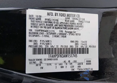 2010 Ford Focus Se from USA, damaged, VIN 1FAHP3FN3AW151745